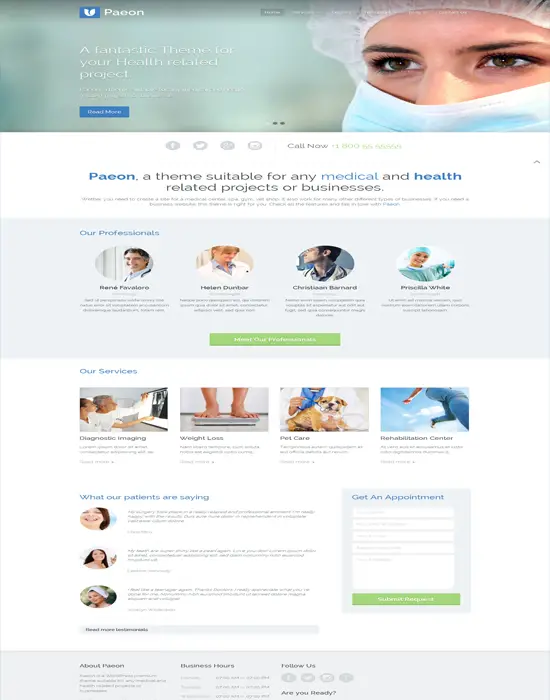 Paeon - Medical Hospital WordPress Responsive Theme