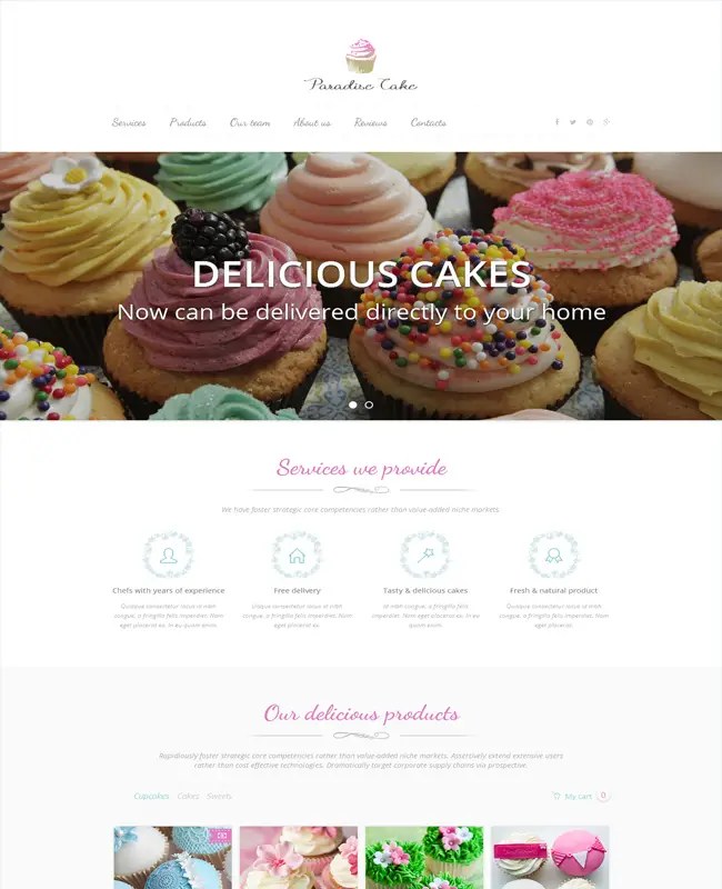 Paradise Cakes - Sweet eCommerce Landing Page Responsive Template