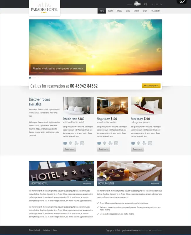 Paradise Hotel - Responsive WordPress Travel Agency, Hotel Theme