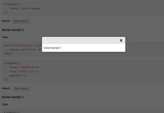 PgwModal - Responsive free modal jQuery plugin