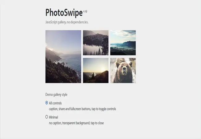 PhotoSwipe - Javascript free responsive Image Gallery 