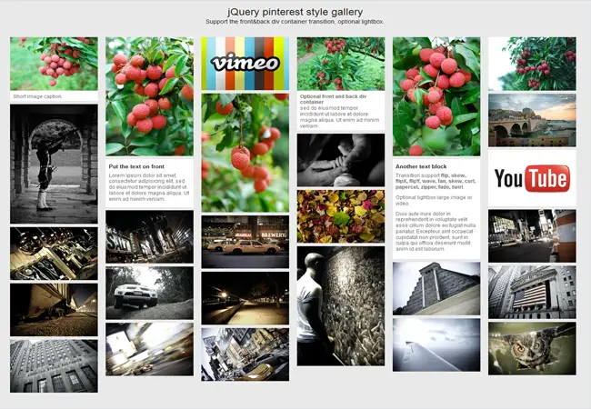 Pinterest style - jQuery gallery plugin for pinterest layout