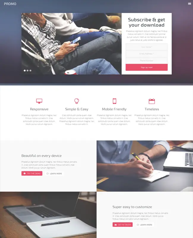 Promo - Responsive Landing Page Html Template