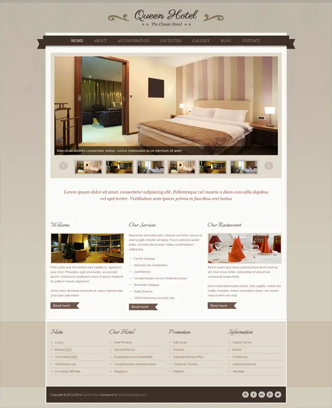 Queen Hotel - Classic and Elegant WordPress Theme suit For Travel 