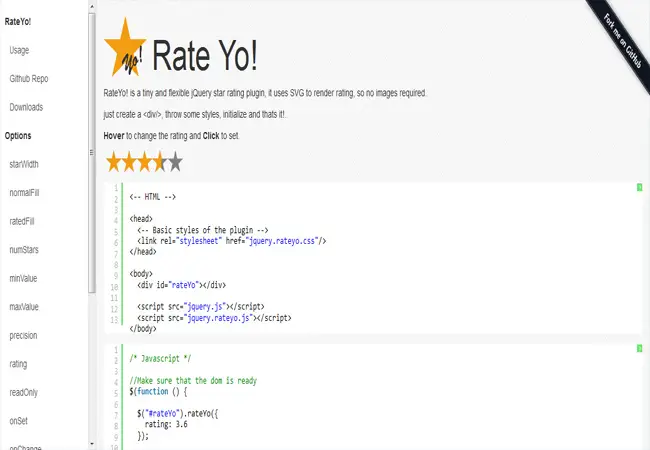 Rate Yo -Tiny and flexible jQuery star rating plugin