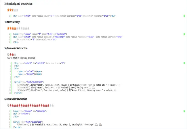 RateIt - jQuery free star rating Plugin