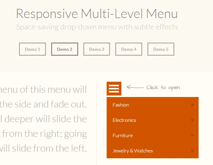 Responsive Multi-Level Menu - Space-saving drop-down menu with subtle effects
