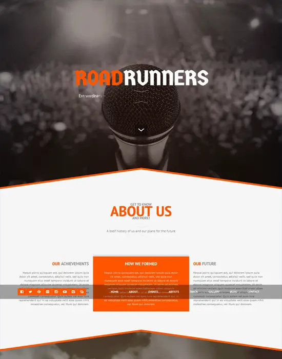 RoadRunners - WordPress One-Page Music Theme