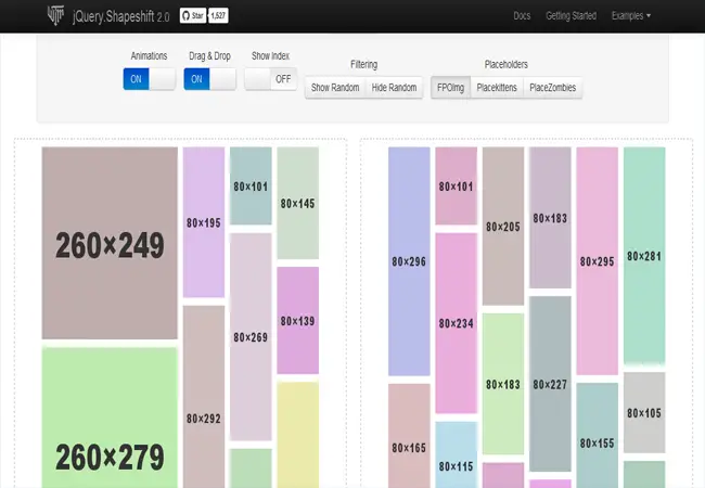 Shapeshift – jquery Drag and Drop Example for Column Grid System