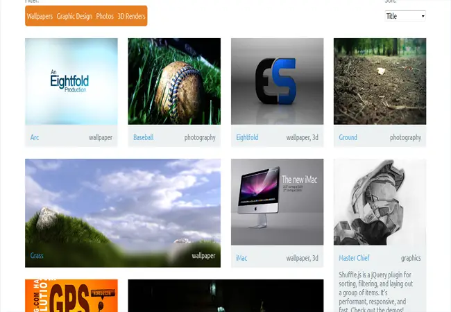 Shuffle -Jquery free Responsive Filtering And Sorting Plugins