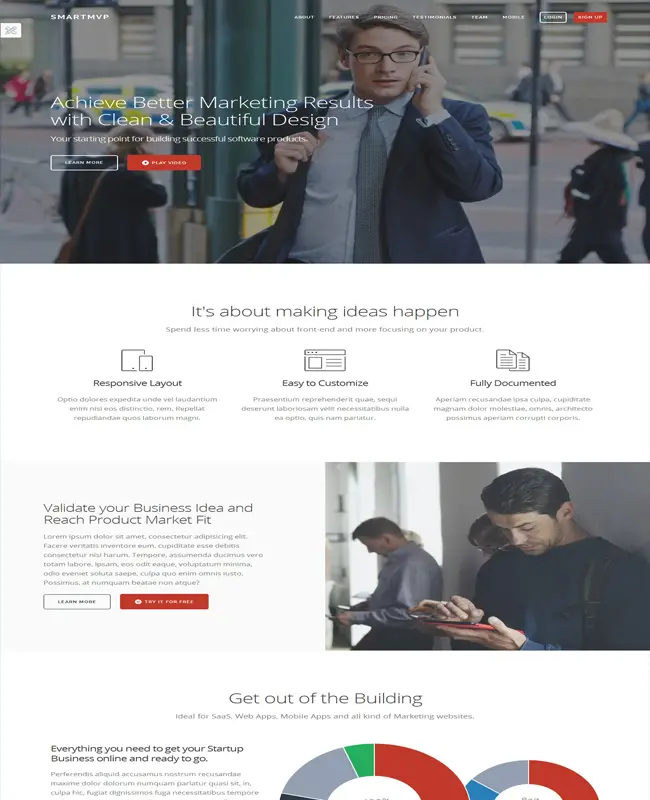 SmartMvp - Startup clean and modern Landing Page Template