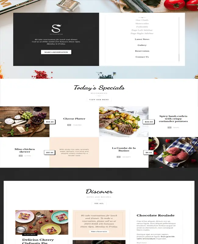 Spooner - Responsive Restaurant & Bar ,Cafe WordPress Theme
