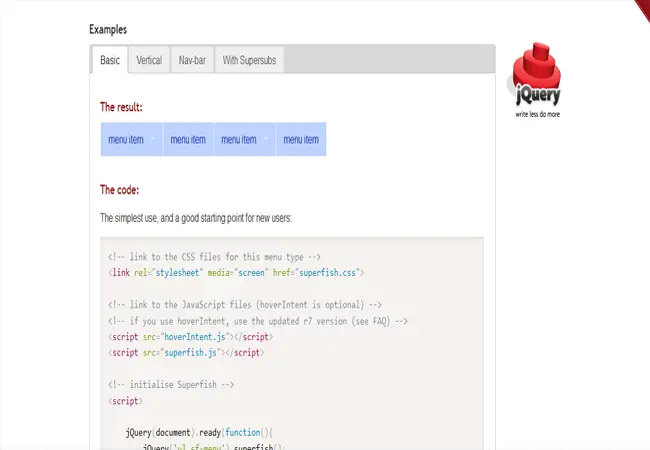 Superfish - Free jQuery Dropdown Menu Plugin