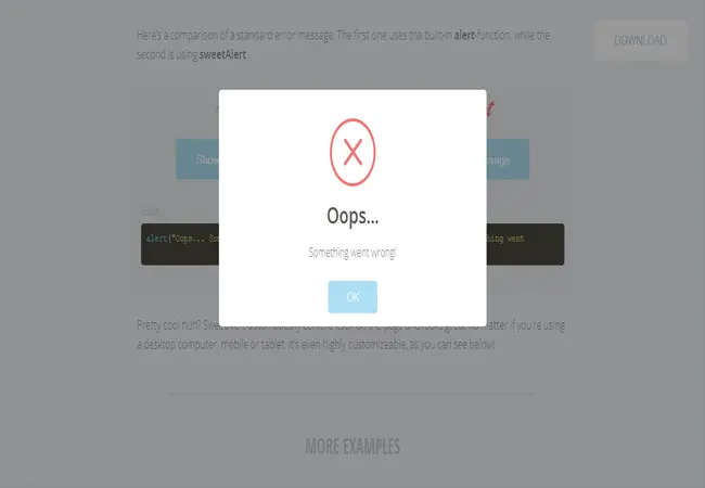 SweetAlert - A beautiful replacement for Javascript's Alert dialog box Plugin