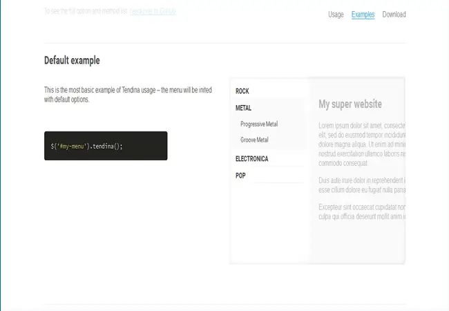Tendina - free simple jQuery interactive side-menus Plugin