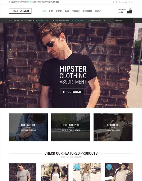The Stormer - WordPress Hipster Apparel Ecommerce Theme