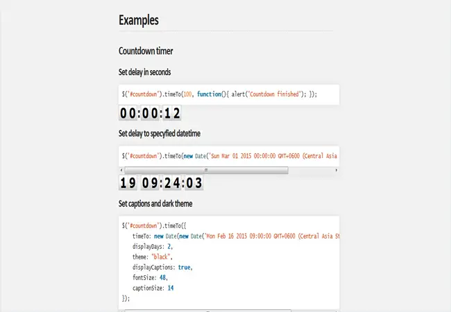 Time TO - timer countdown digital clock jQuery Plugin
