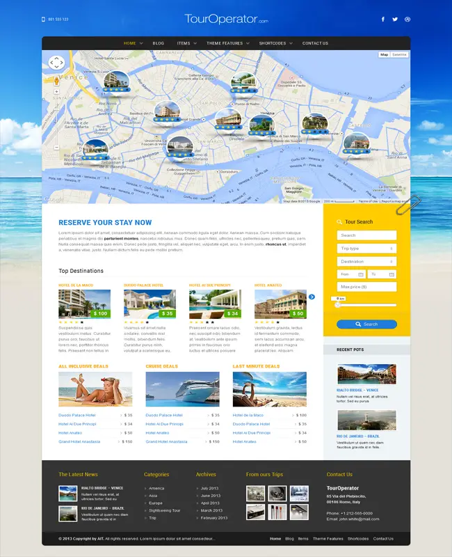 Tour Operator - WordPress theme with Online Reservation System