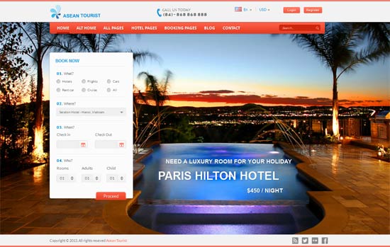 A Tourist - Hotel Travel Booking Site Template