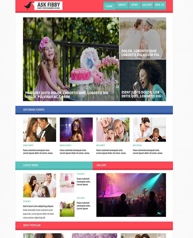 ASK FIBBY - Family Entertainment Center html5/css3 Website Template