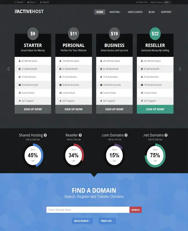 Active Host - Responsive HTML/CSS Hosting Template