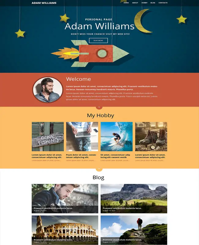 Adam Williams - Personal Page Responsive Html5 Website Template