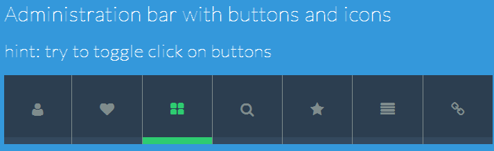 Administration bar with buttons and icons