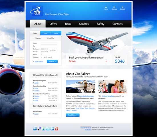 Airlines-Free Website Template for Airlines Company