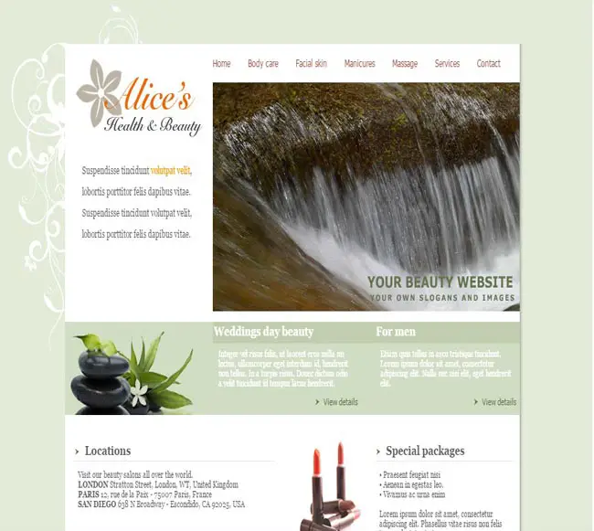 Alices - Health and Beauty Free Flash Animation Website Template