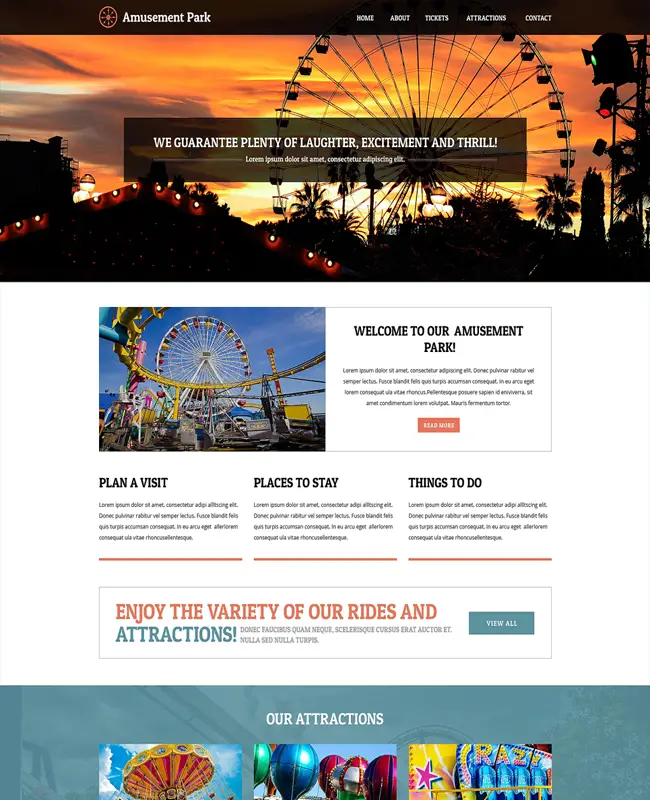 Amusement Park -Best Entertainment Responsive Website Template
