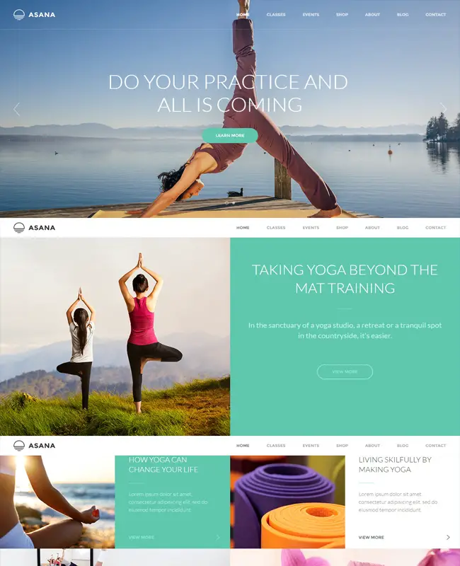 Asana - Clean Flat Sport and Yoga HTML5 Template
