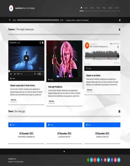 Audiofolio - Music website Template