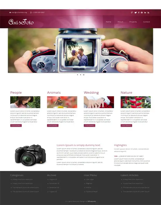 Free Axisfoto a photo gallery Mobile Website Template