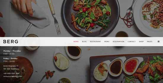 Berg - Restaurant Dedicated HTML5 Webstie Template