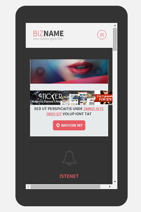 Bizname - Multipurpose Free Mobile Website Template