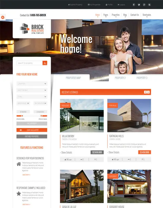 Brick - Responsive Real Estate website Template
