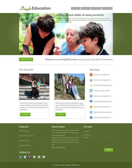 Bright Education Free WebSite template 