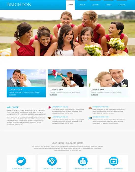 Brighton – A wedding planner Free Website Template