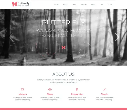 Butterfly-free Corporate portfolio Flat Responsive web template