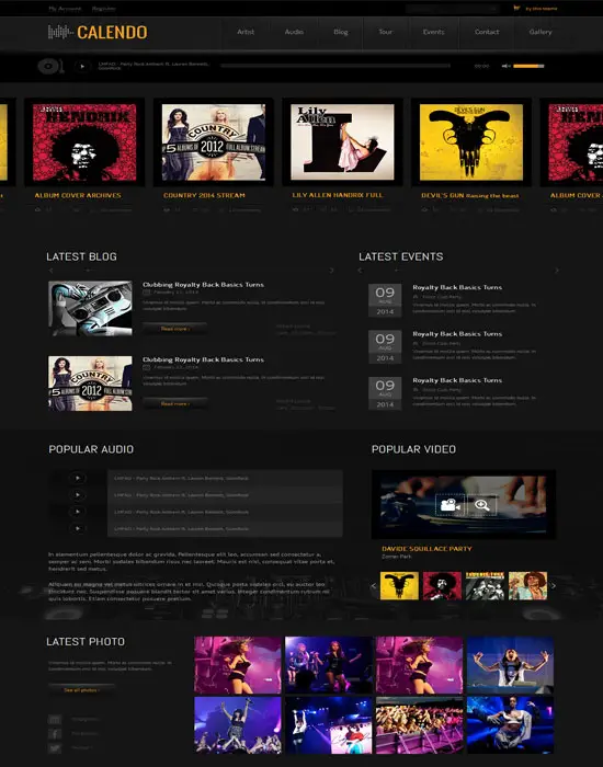 Calendo Music Responsive HTML Template