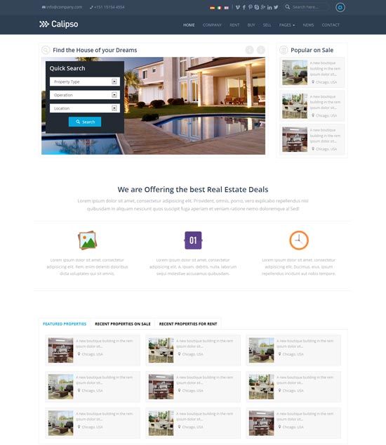 Calipso - Responsive Real Estate HTMl5 Theme