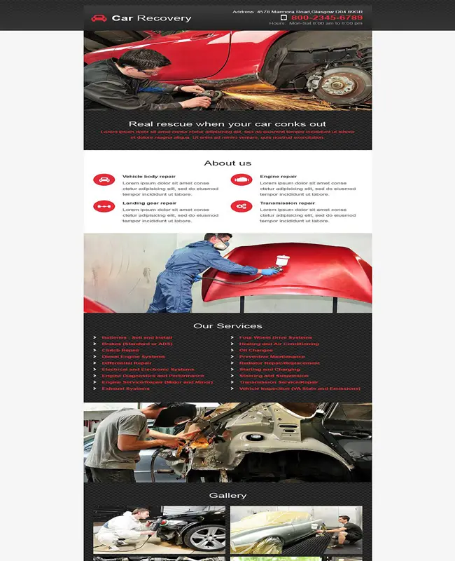 Car Recovery - Car Repair Responsive Newsletter Template