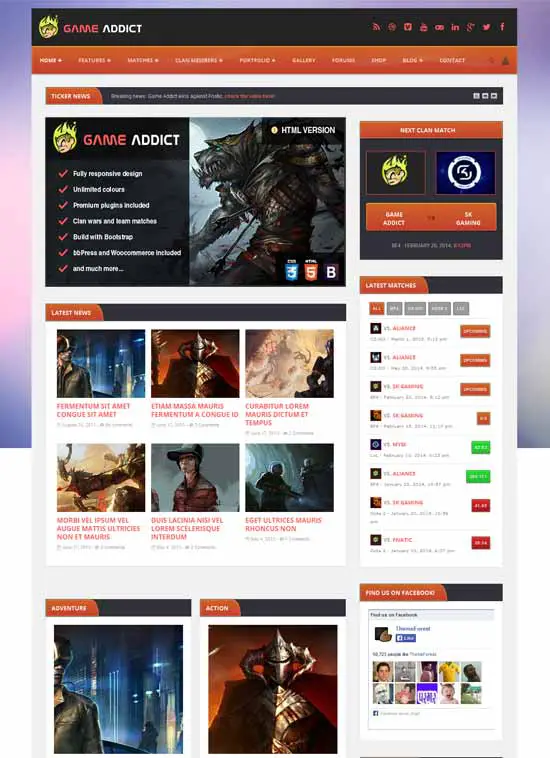 Clan War Gaming Website Template