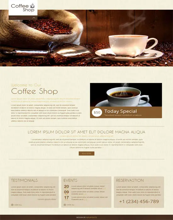 Coffee Shop responsive Website Template