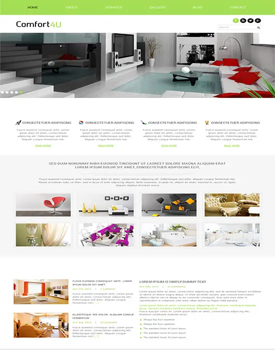 Comfort4U interior design website templates