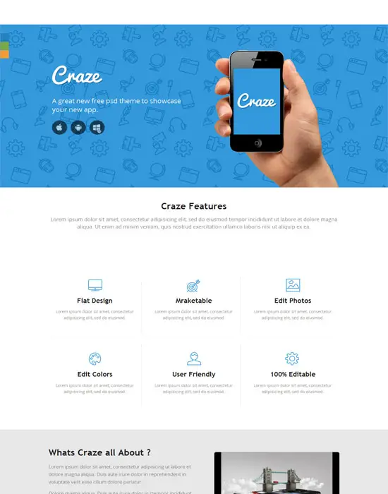 Craze Single page Free Responsive website template