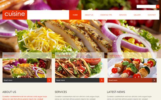 Cuisine a Hotel Mobile Website Template