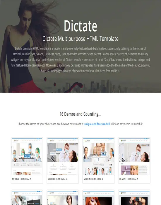 Dictate- Medical, Salon and Fashion HTML5 Template