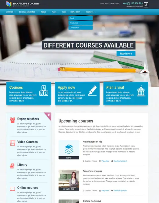 EDU - Educational, Courses, College with Megamenu HTMl Template