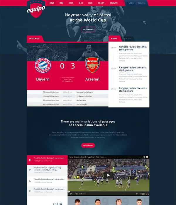 Equipo Responsive Football Sports HTML Template 